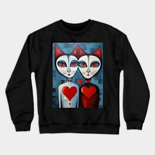 Whimsical Valentines Day Cats Crewneck Sweatshirt